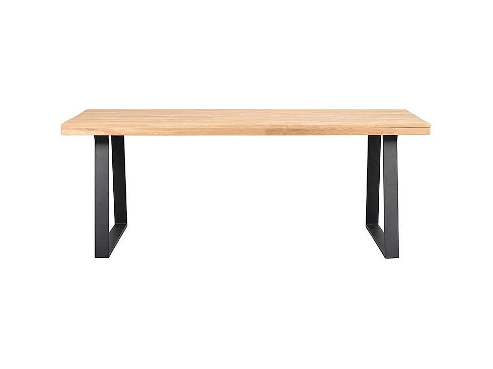 Küchentisch aus Eiche Massivholz und Metall Bügelgestell