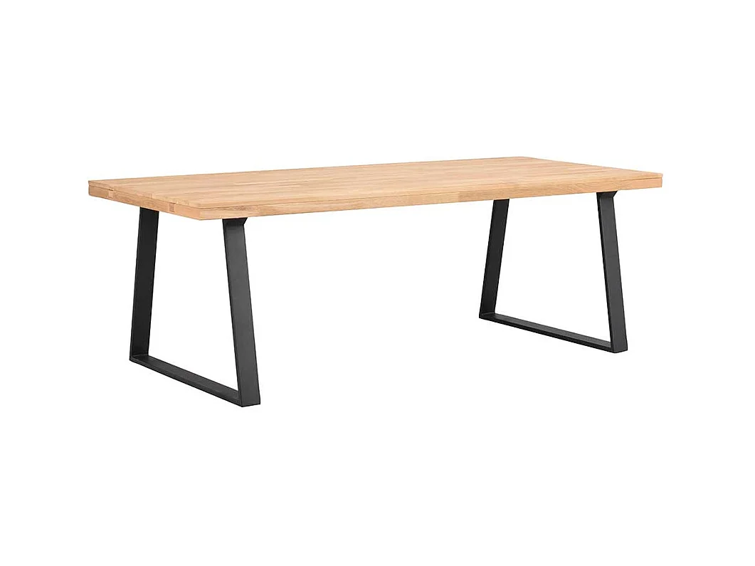 Küchentisch aus Eiche Massivholz und Metall Bügelgestell