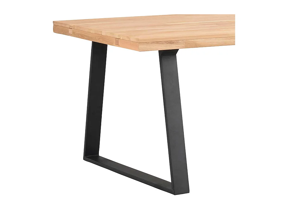 Küchentisch aus Eiche Massivholz und Metall Bügelgestell