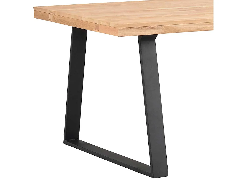 Küchentisch aus Eiche Massivholz und Metall Bügelgestell