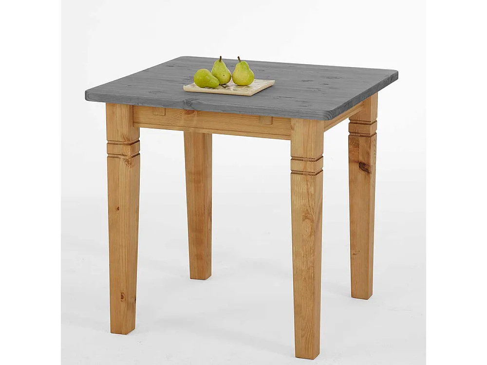 Landhaus Tisch in Grau Kiefer massiv geölt und lackiert