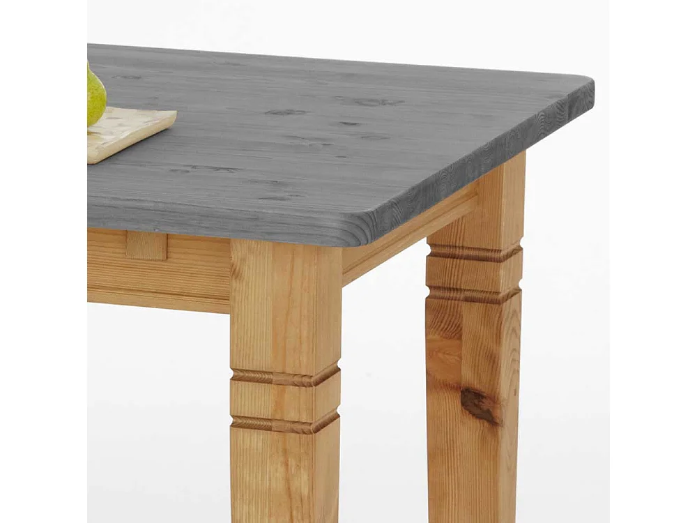 Landhaus Tisch in Grau Kiefer massiv geölt und lackiert