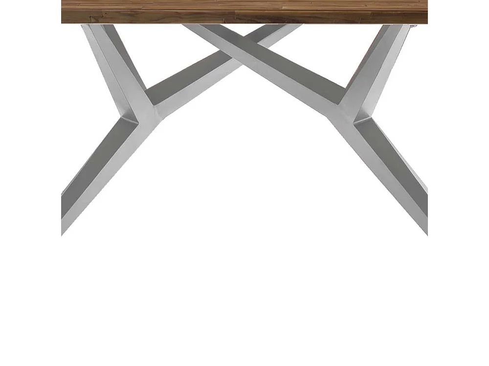 Design Esstisch in Teak und Altsilberfarben Massivholzplatte