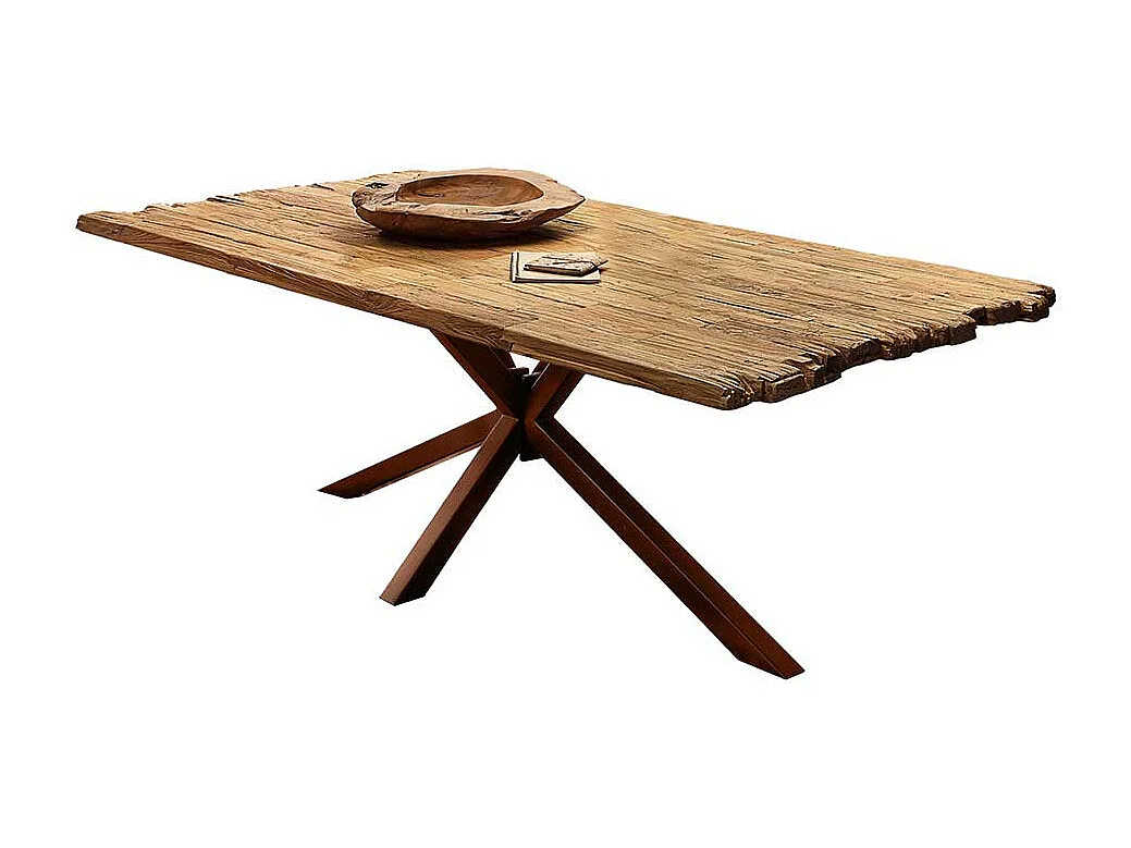 Tisch Recyclingholz in Teak und Braun Spider Gestell