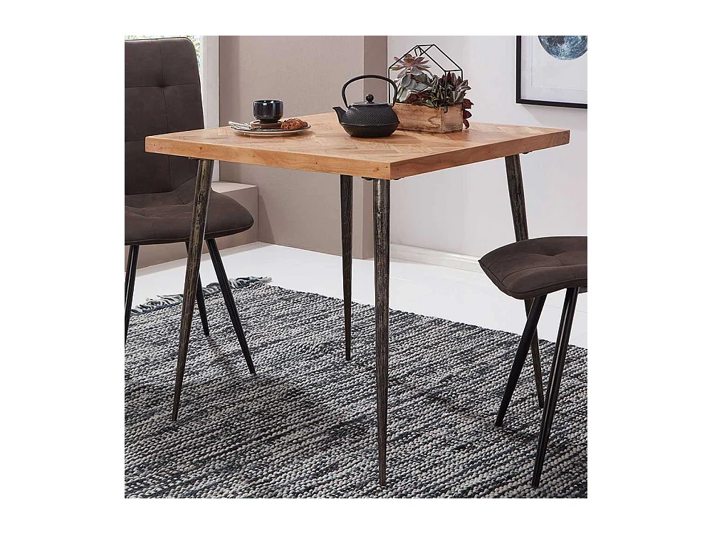Küchentisch aus Akazie Massivholz und Eisen 80 cm breit