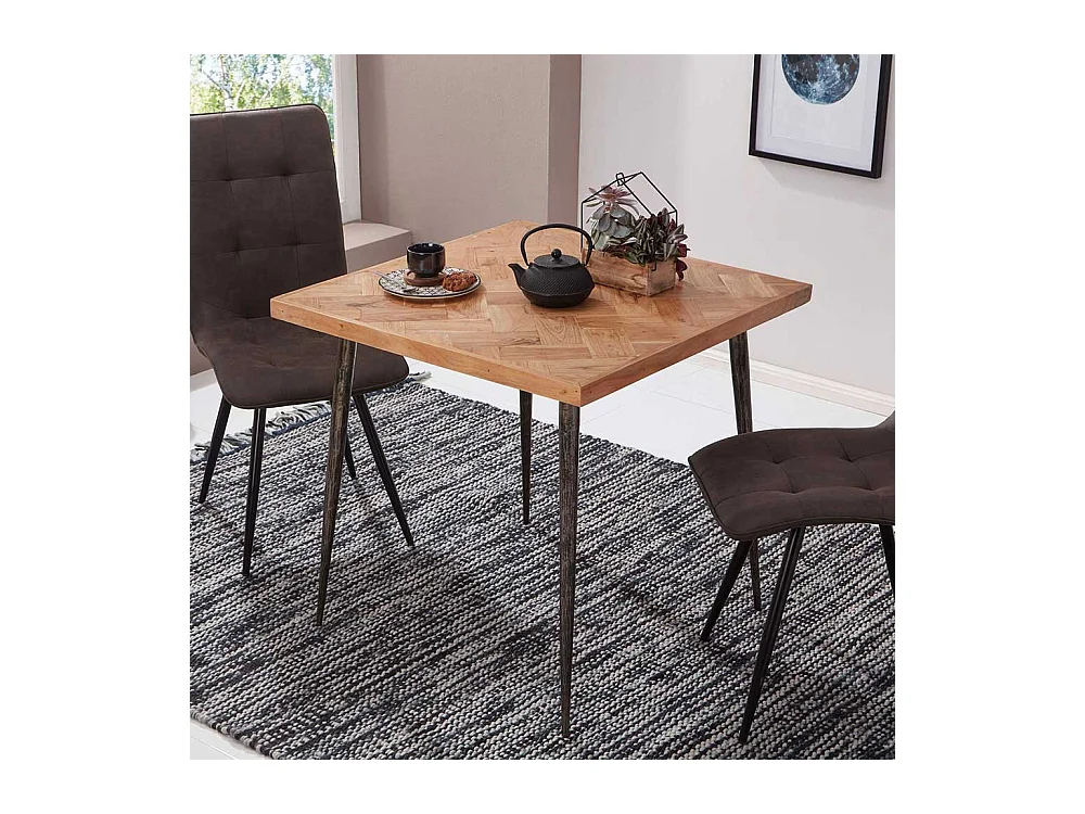 Küchentisch aus Akazie Massivholz und Eisen 80 cm breit