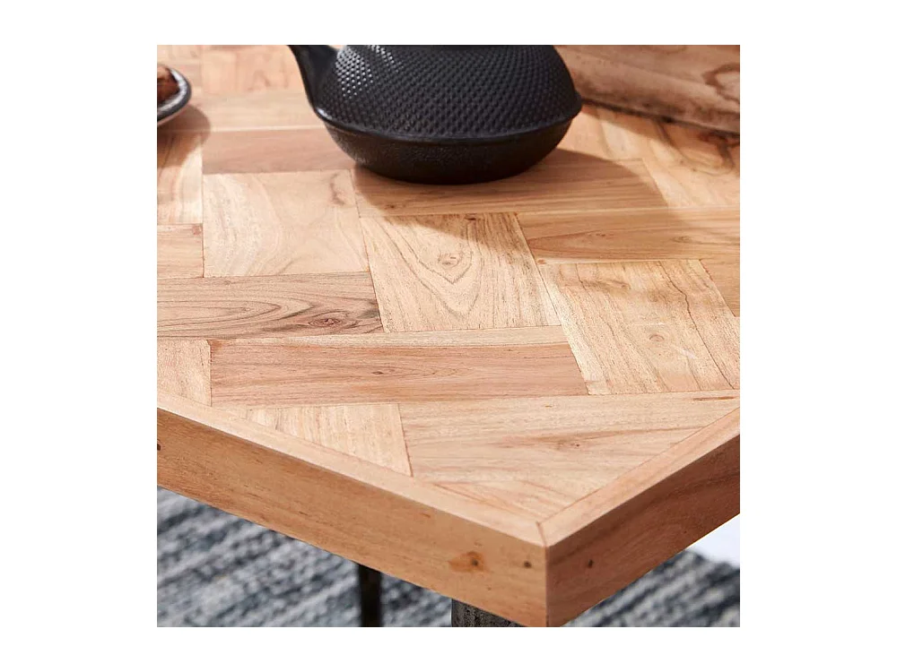 Küchentisch aus Akazie Massivholz und Eisen 80 cm breit