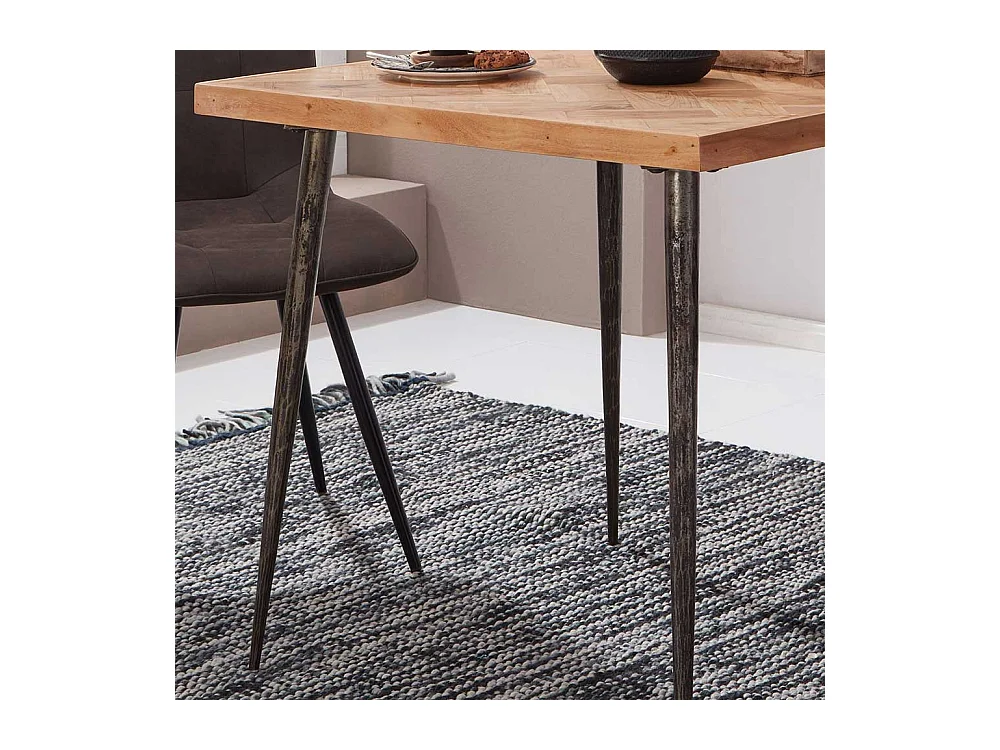 Küchentisch aus Akazie Massivholz und Eisen 80 cm breit