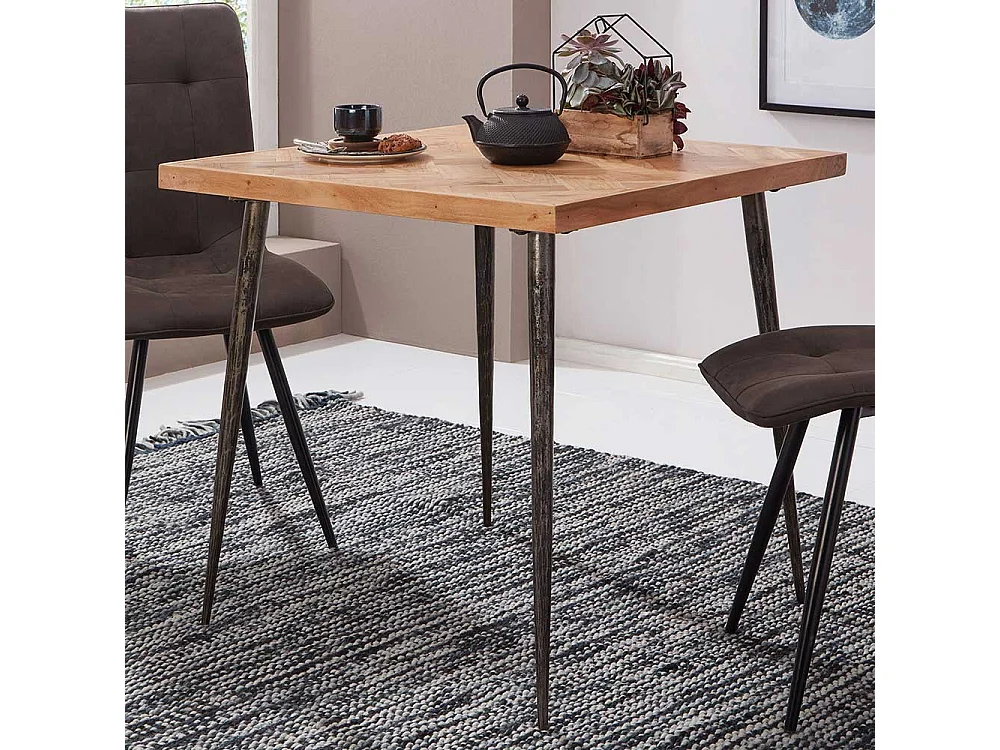 Küchentisch aus Akazie Massivholz und Eisen 80 cm breit