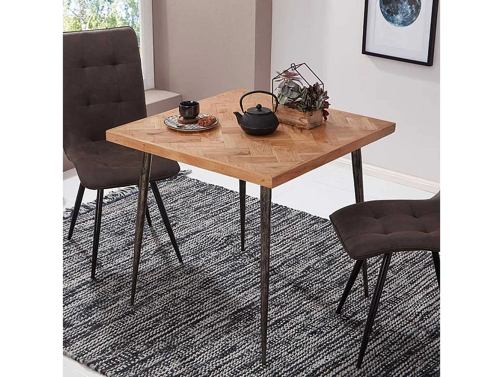 Küchentisch aus Akazie Massivholz und Eisen 80 cm breit