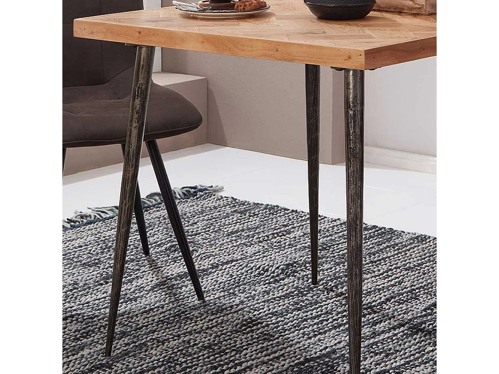 Küchentisch aus Akazie Massivholz und Eisen 80 cm breit