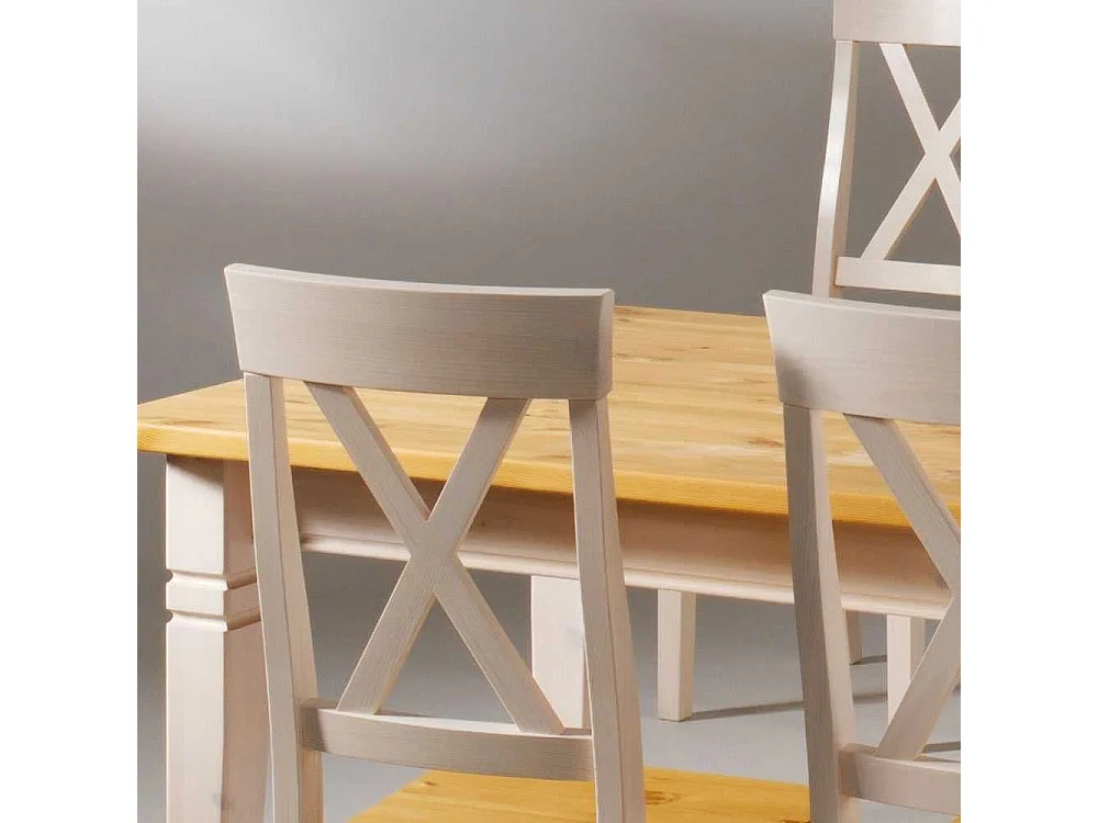 Esszimmertisch in Kieferfarben Weiß Landhausstil