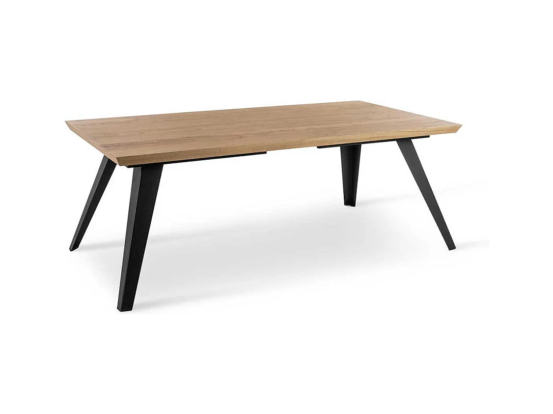 Tisch Esszimmer in Eiche Furnier Vierfu�gestell aus Metall