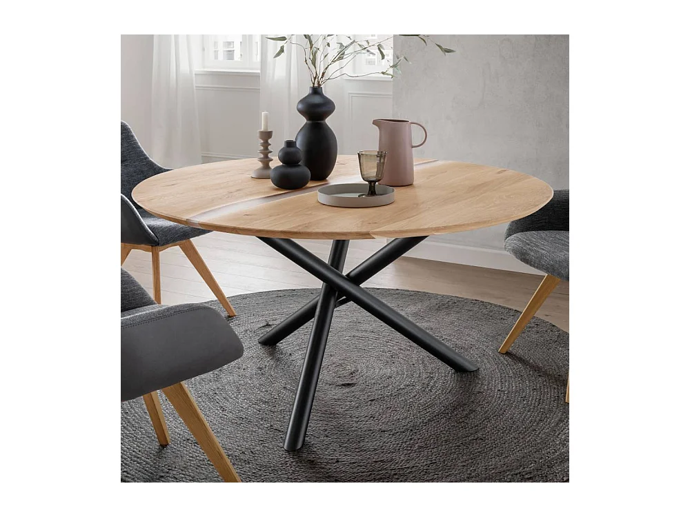 Esstisch Tisch Massivholz mit Dreifußgestell aus Metall