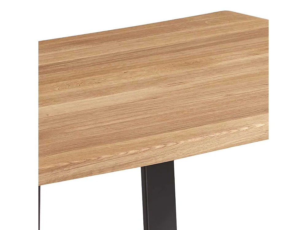 Holztisch Wildeiche geölt Metall Bügelgestell schwarz