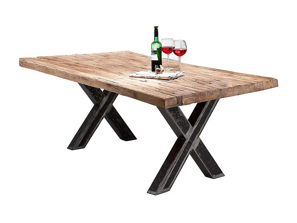 Tisch Esszimmer aus Teak Recyclingholz und Metall upcycling