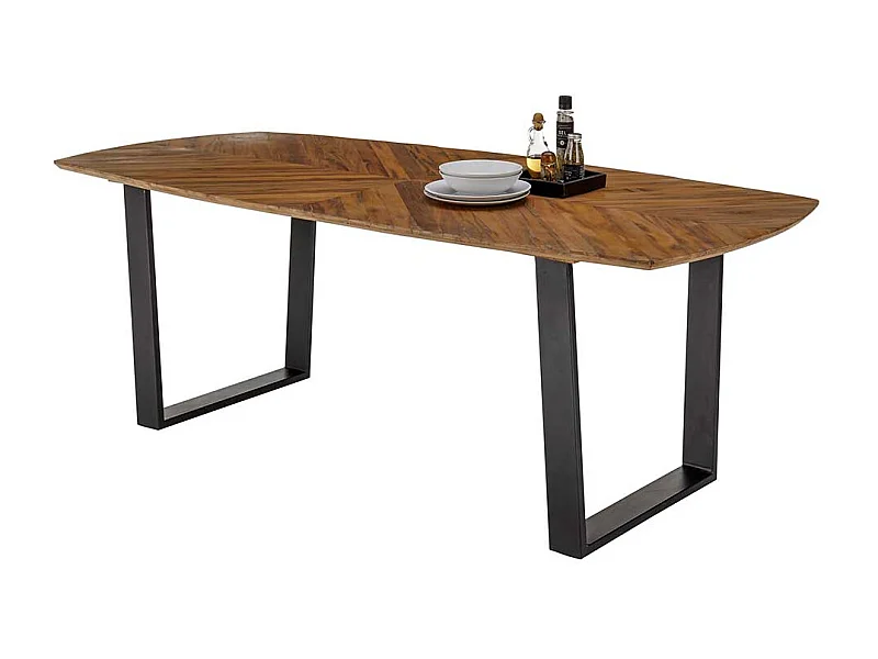 Industrial Esstisch aus Recyclingholz Metall Bügelgestell