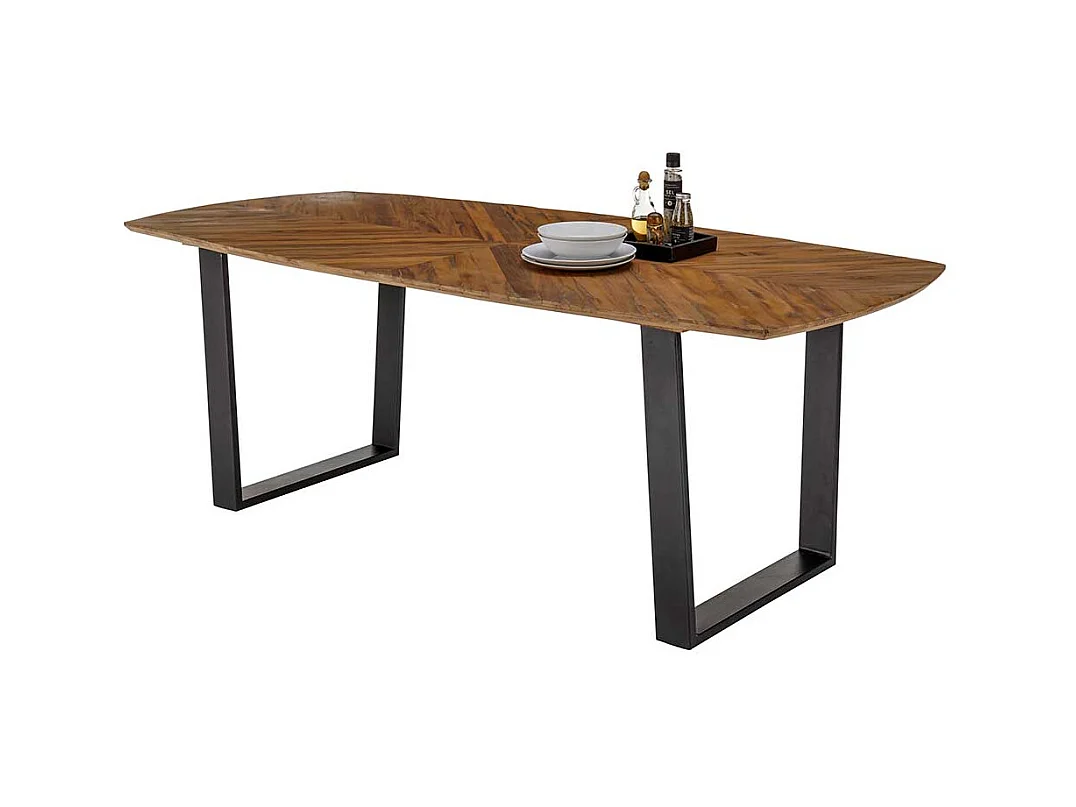 Industrial Esstisch aus Recyclingholz Metall Bügelgestell