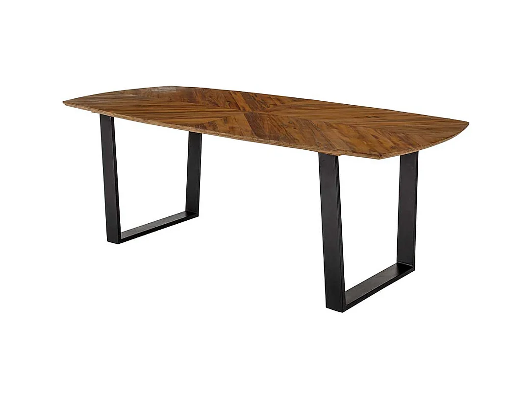 Industrial Esstisch aus Recyclingholz Metall Bügelgestell