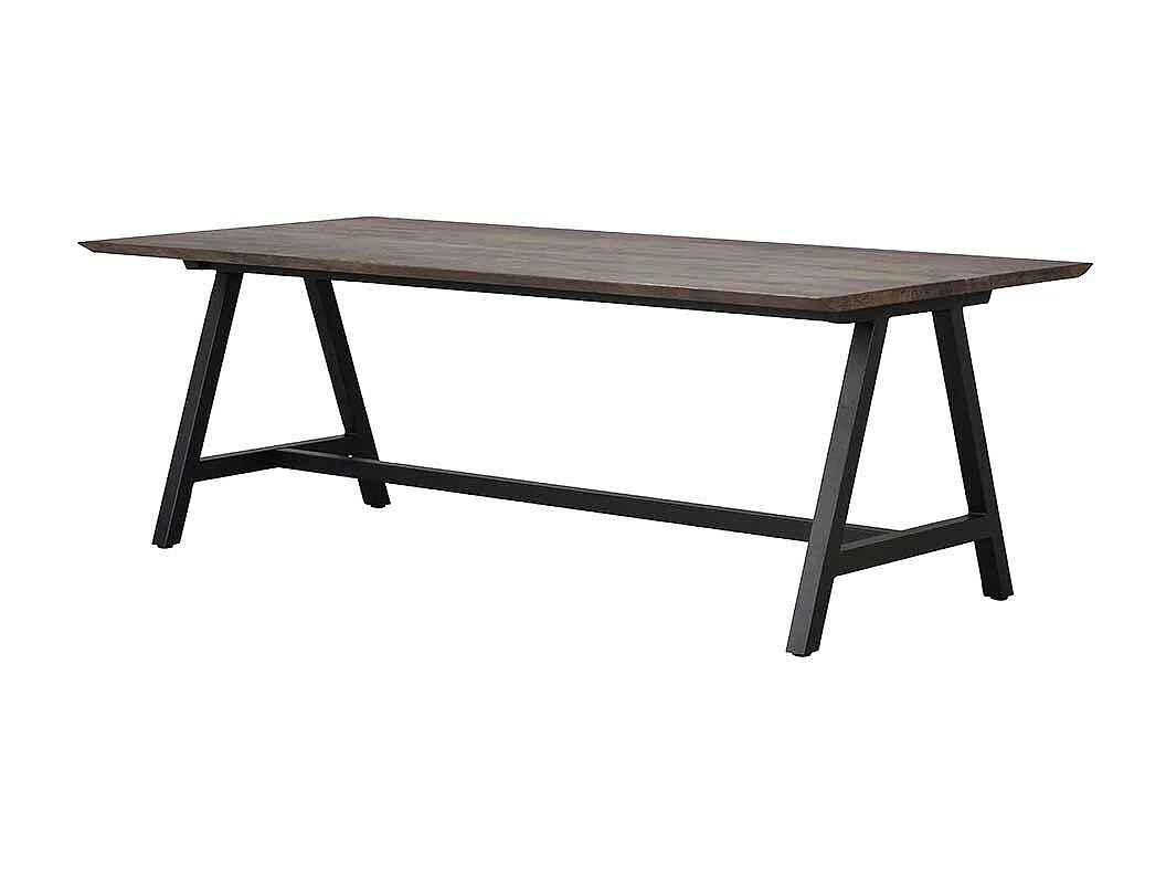 Hochwertiger Küchentisch in Eiche Braun Metallgestell in A Form