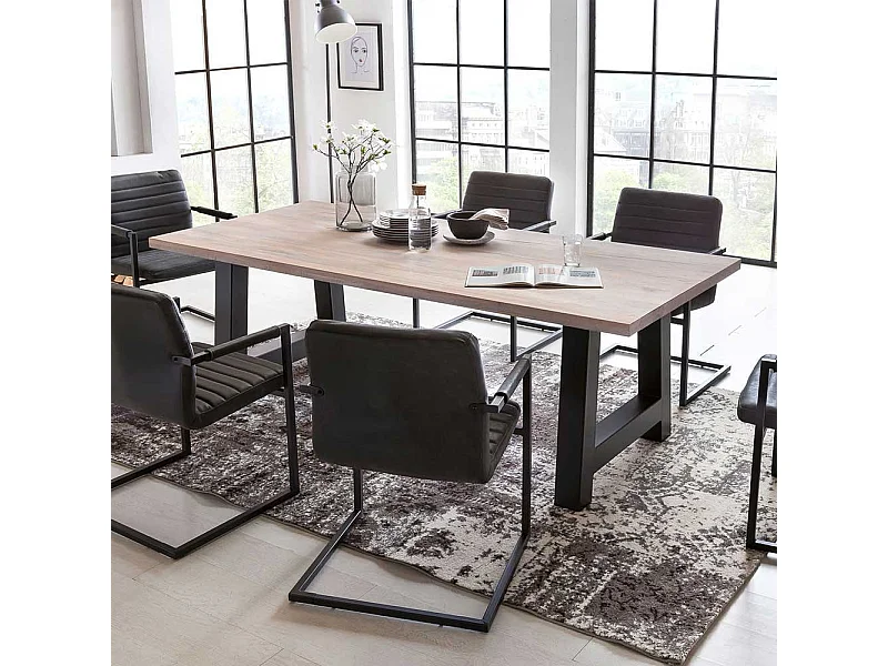 Esszimmertisch Factory Style Wildeiche weiß gekälkt Massivholz