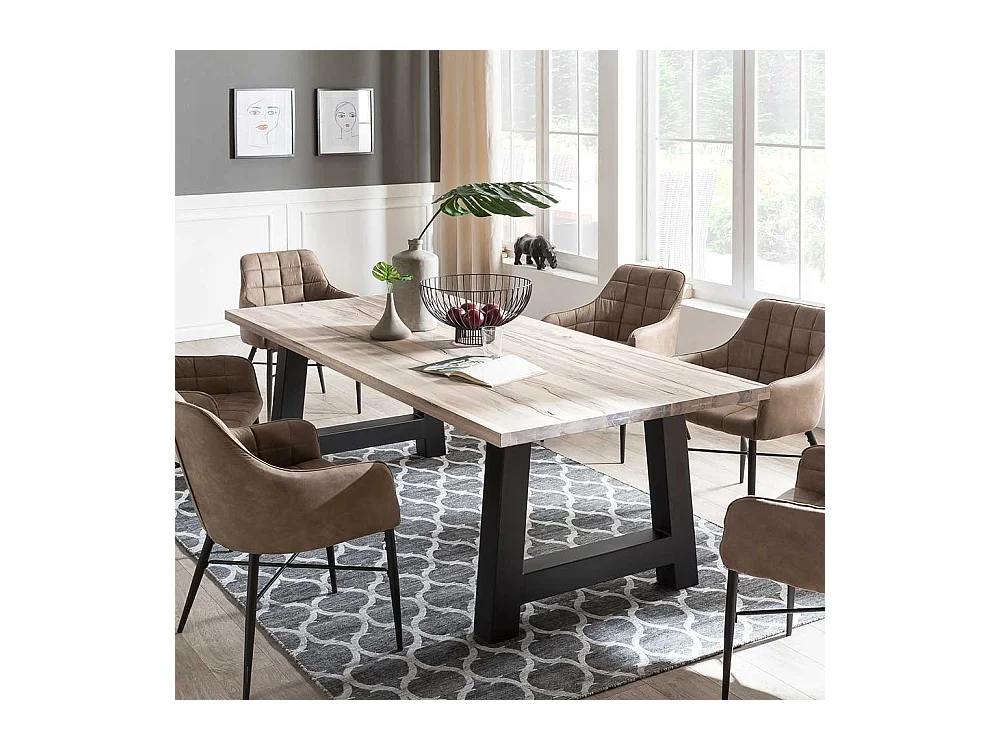 Esszimmertisch Factory Style Wildeiche weiß gekälkt Massivholz