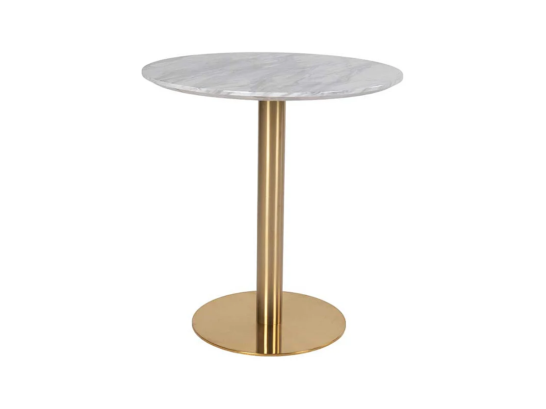 Küchentisch in Hellgrau und Messingfarben rund