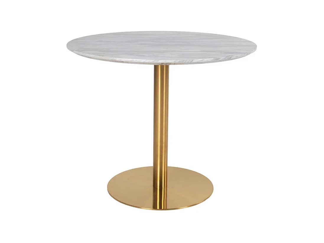 Küchentisch in Hellgrau und Messingfarben rund