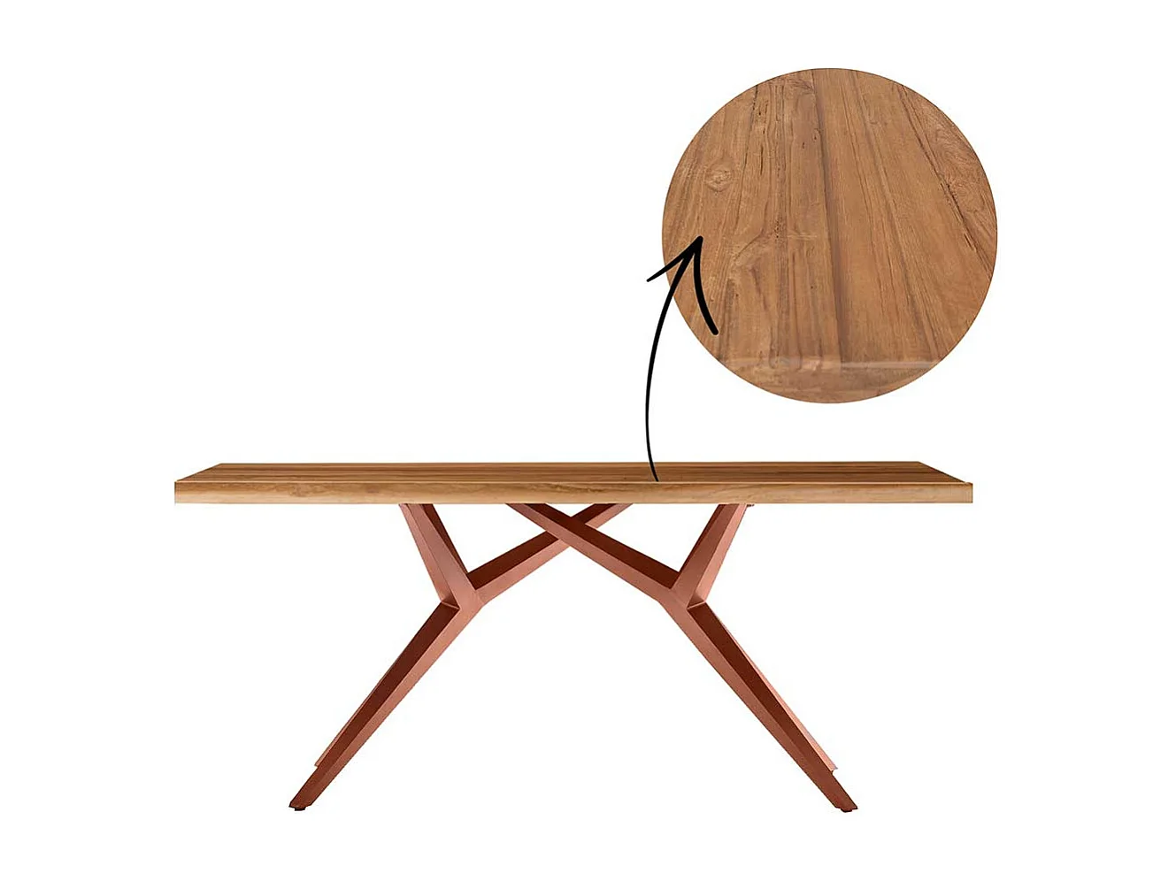 Esszimmer Tisch mit Design Gestell Teakfarben und Braun