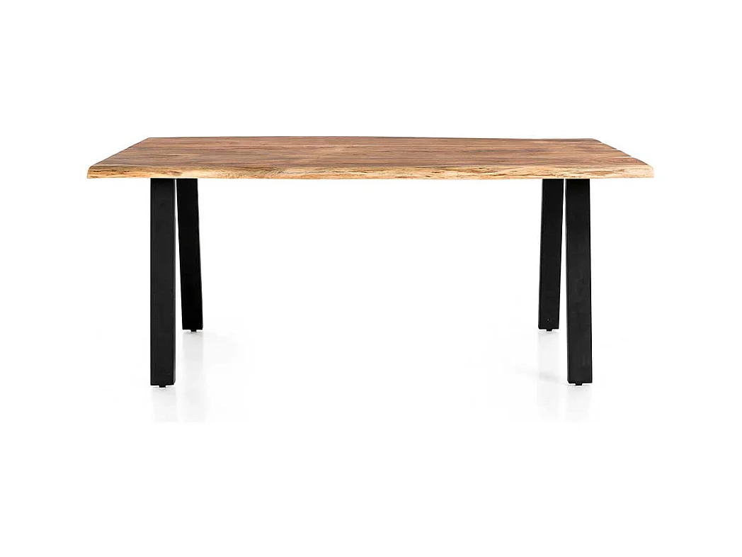 Holztisch massiv aus Akazie und Metall natürlicher Baumkante