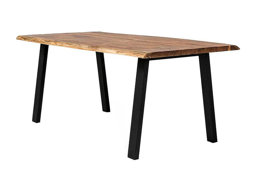 Holztisch massiv aus Akazie und Metall natürlicher Baumkante