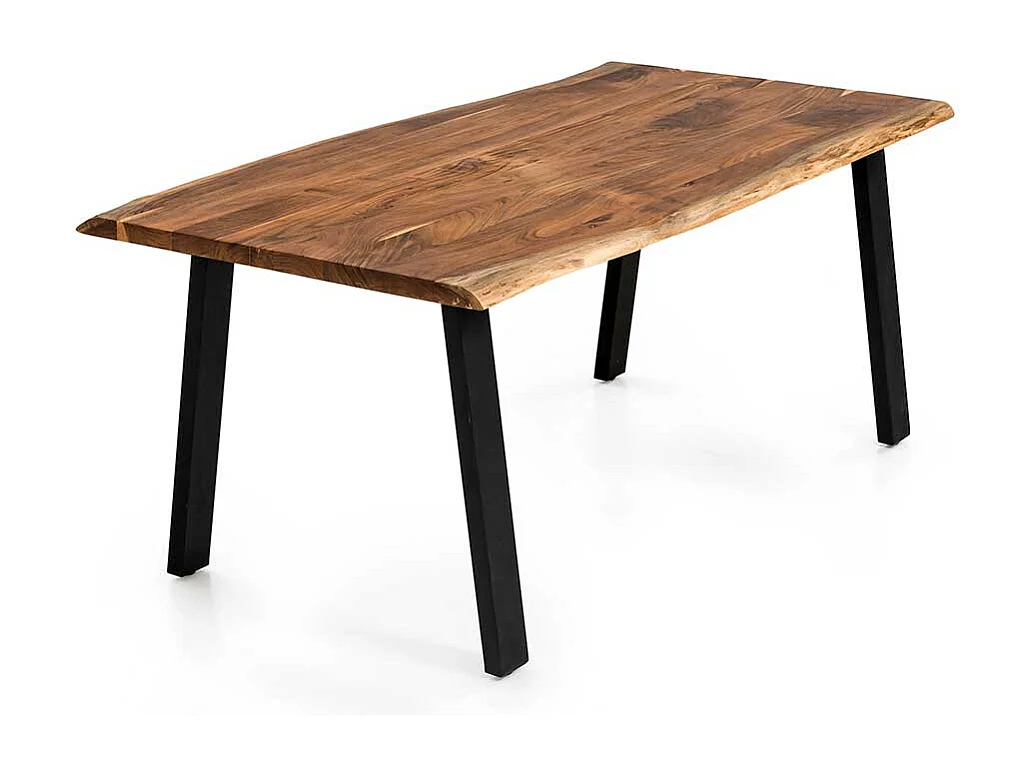 Holztisch massiv aus Akazie und Metall natürlicher Baumkante
