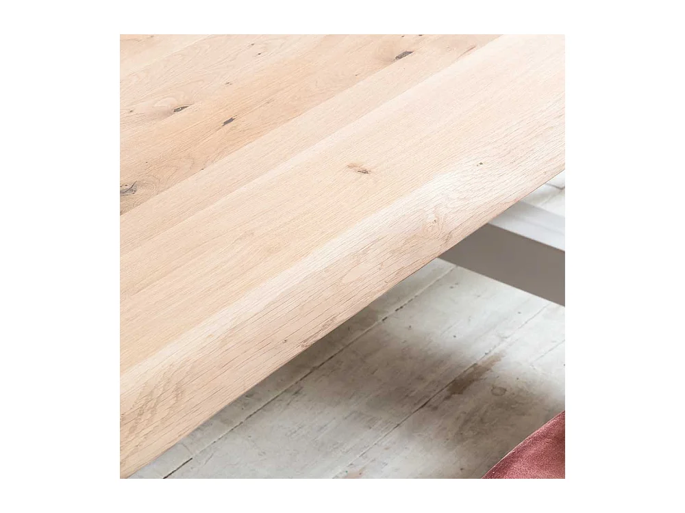 Holztisch Massiv mit Baumkante Platte A Form Gestell