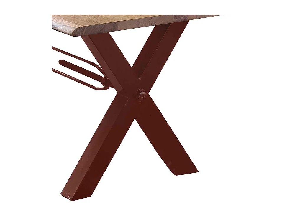 Esstisch mit Baumkante aus Akazie Massivholz Metallgestell