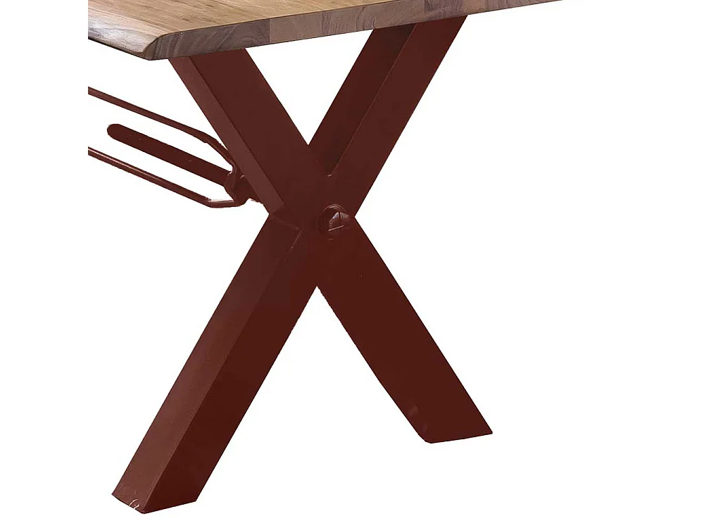 Esstisch mit Baumkante aus Akazie Massivholz Metallgestell