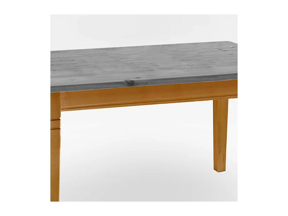 Landhaus Tisch aus Kiefer Massivholz grauer Tischplatte