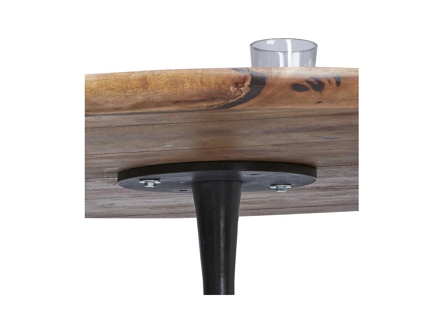 Esszimmertisch aus Mangobaum Massivholz und Stahl rund