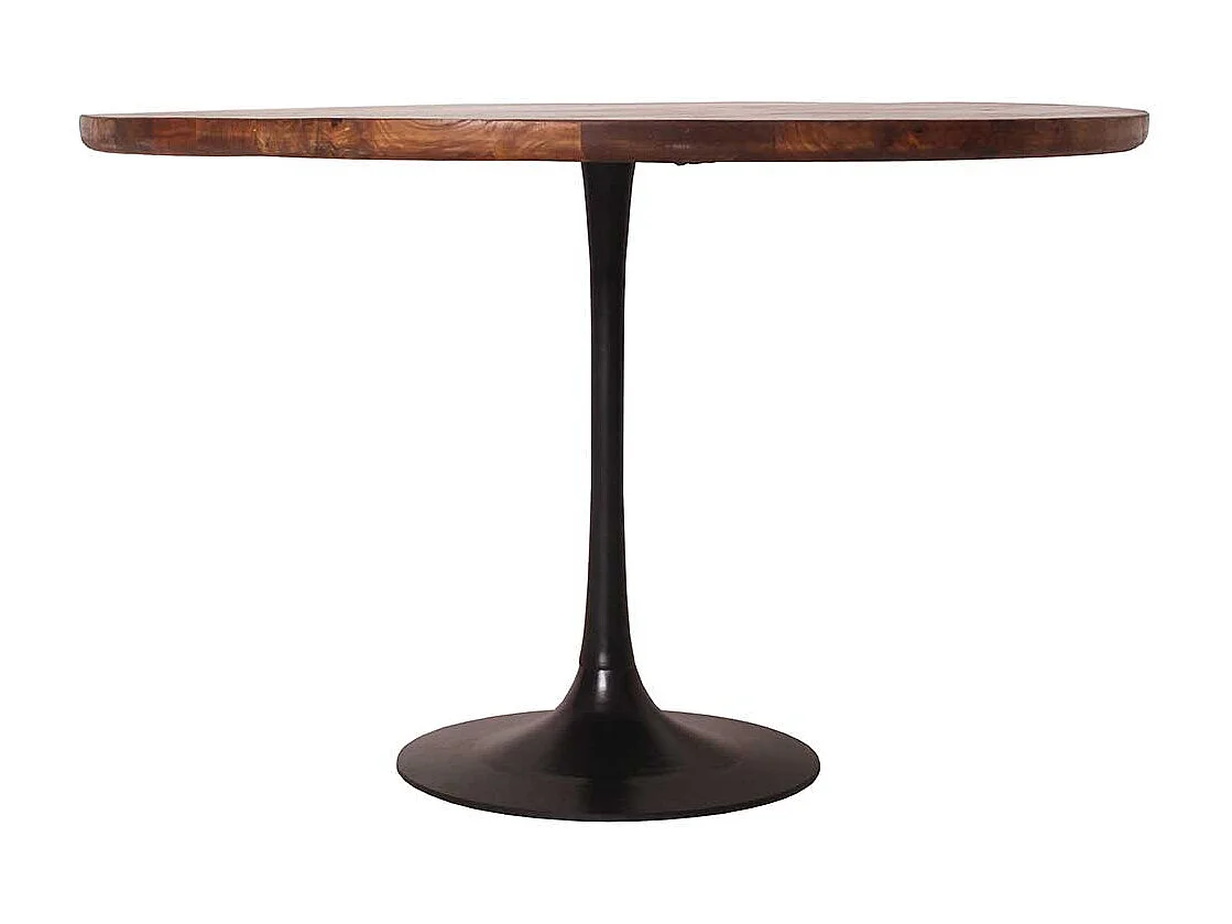 Esszimmertisch aus Mangobaum Massivholz und Stahl rund