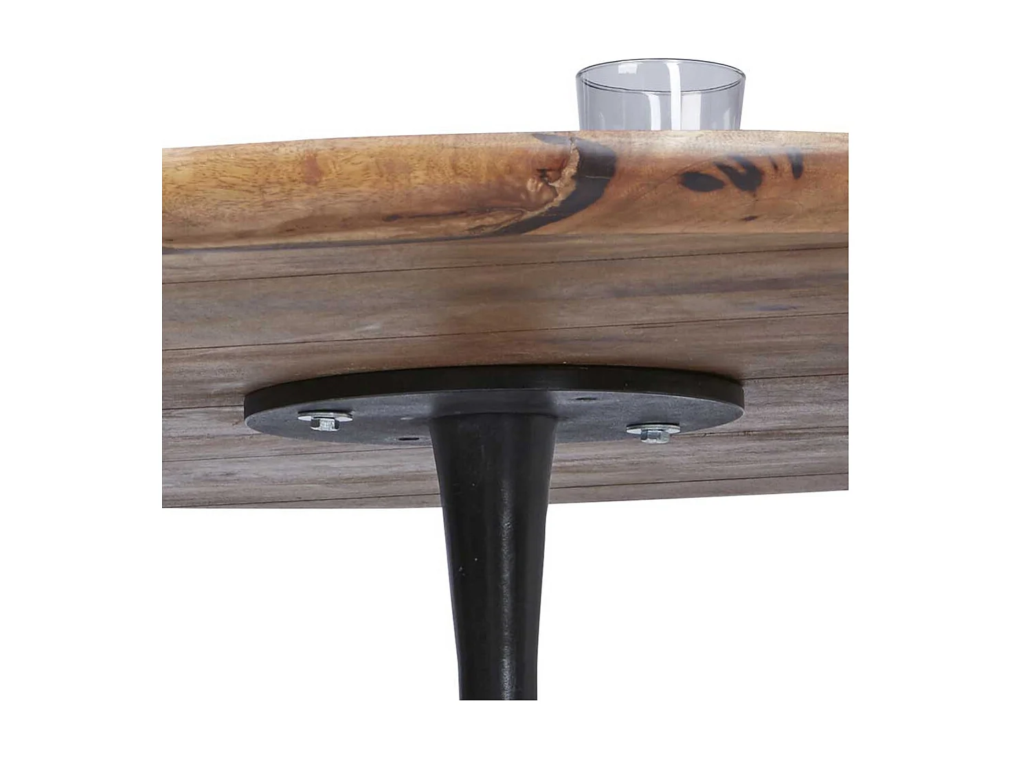 Esszimmertisch aus Mangobaum Massivholz und Stahl rund