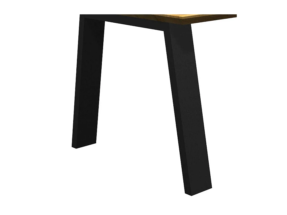 Eichentisch massiv mit Schweizer Kante Metall Vierfußgestell