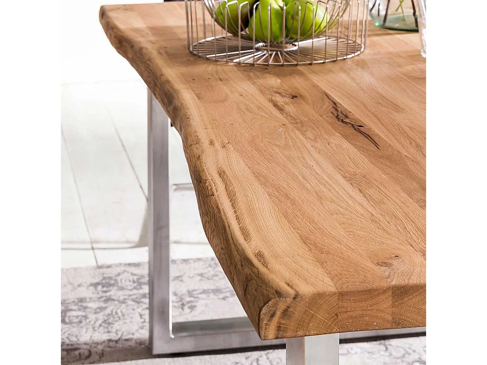 Bügelgestell Tisch im Industry und Loft Stil Eiche Massivholz und Edelstahl