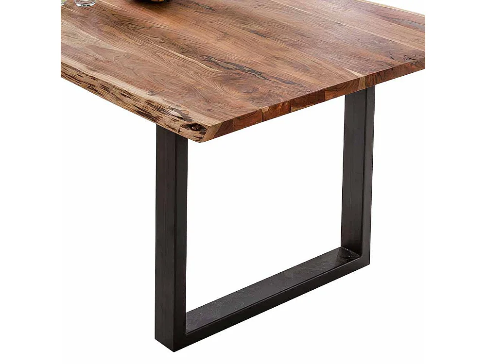 Baumkantentisch aus Akazie Massivholz Eisen