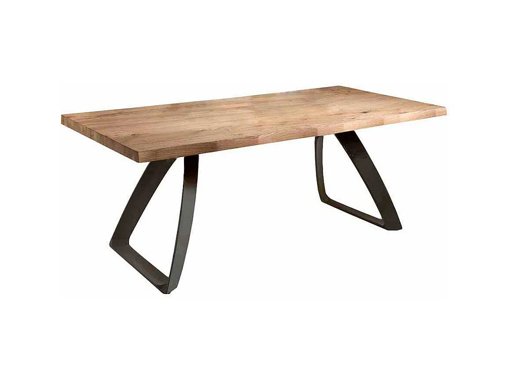 Tisch mit Baumkante aus Eiche Metall Schwarz