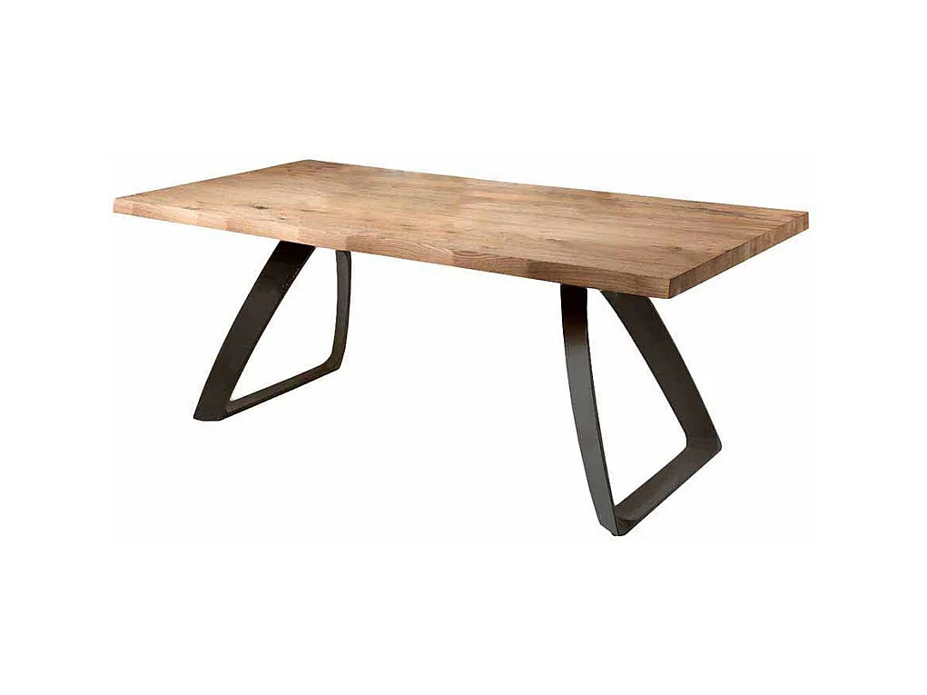 Tisch mit Baumkante aus Eiche Metall Schwarz