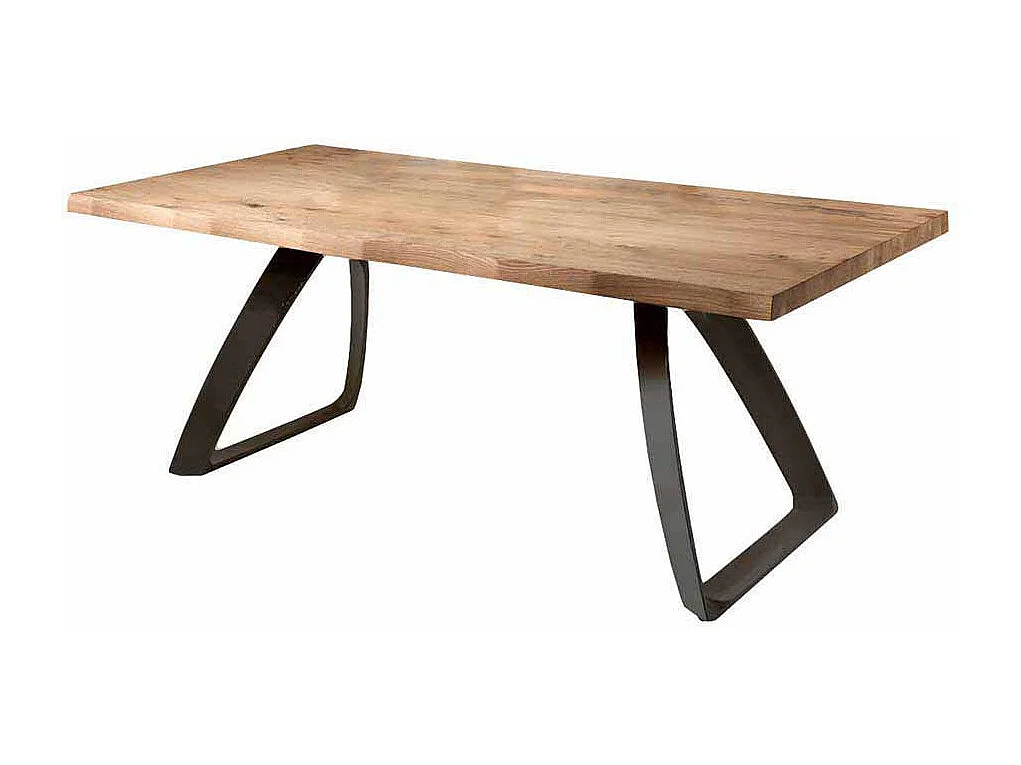 Tisch mit Baumkante aus Eiche Metall Schwarz