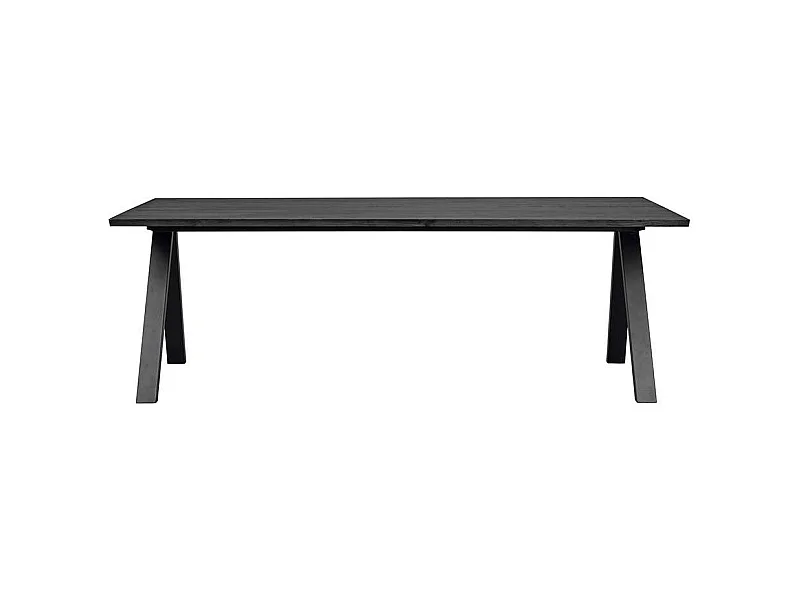 Schwarzer Esszimmertisch aus Eiche Massivholz Metall