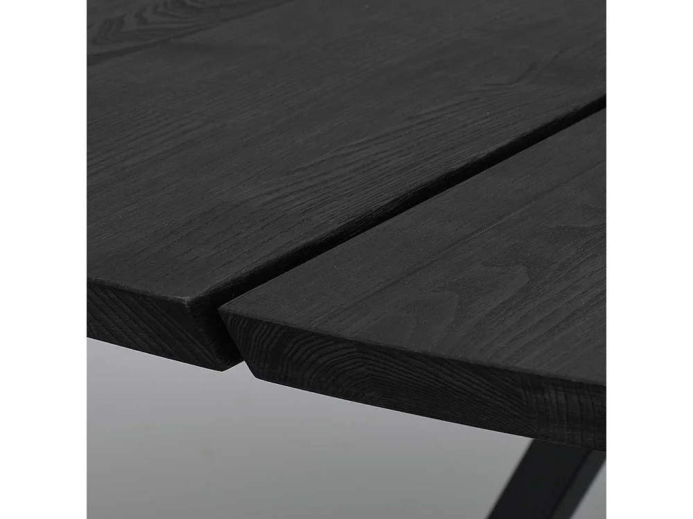 Schwarzer Esszimmertisch aus Eiche Massivholz Metall