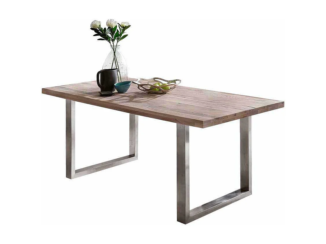 Esszimmertisch im Industrie und Loft Stil Bügelgestell aus Metall