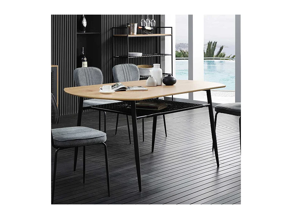 Design Esszimmer Tisch in Holz Naturfarben Retrostil