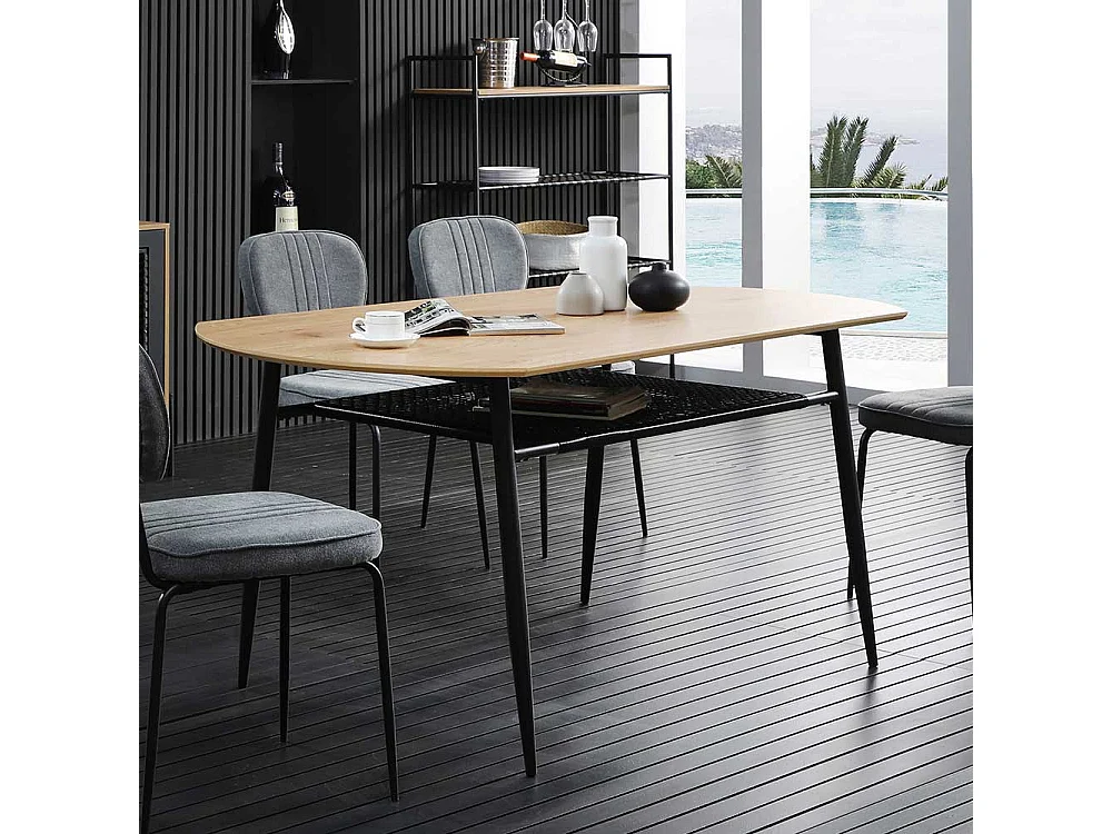 Design Esszimmer Tisch in Holz Naturfarben Retrostil